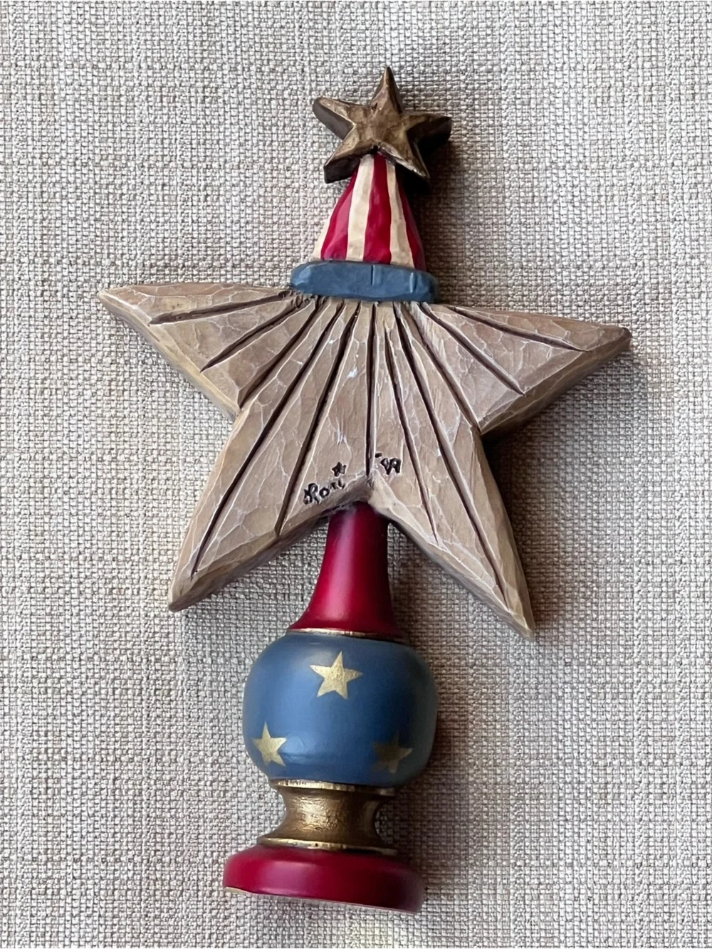 RARE Lori Miller USA Santa Christmas Holiday American Flag 250 Folk Art Collect